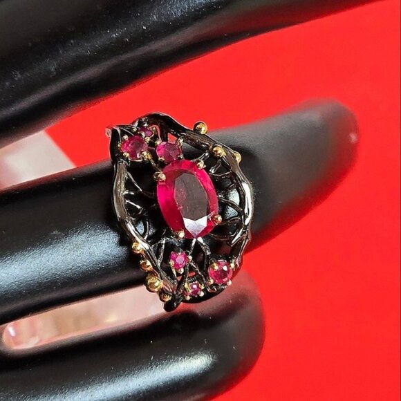 925 Sterling Silver Ring Sz 6.75 with Natural Ruby Gemstone - Picture 6 of 8
